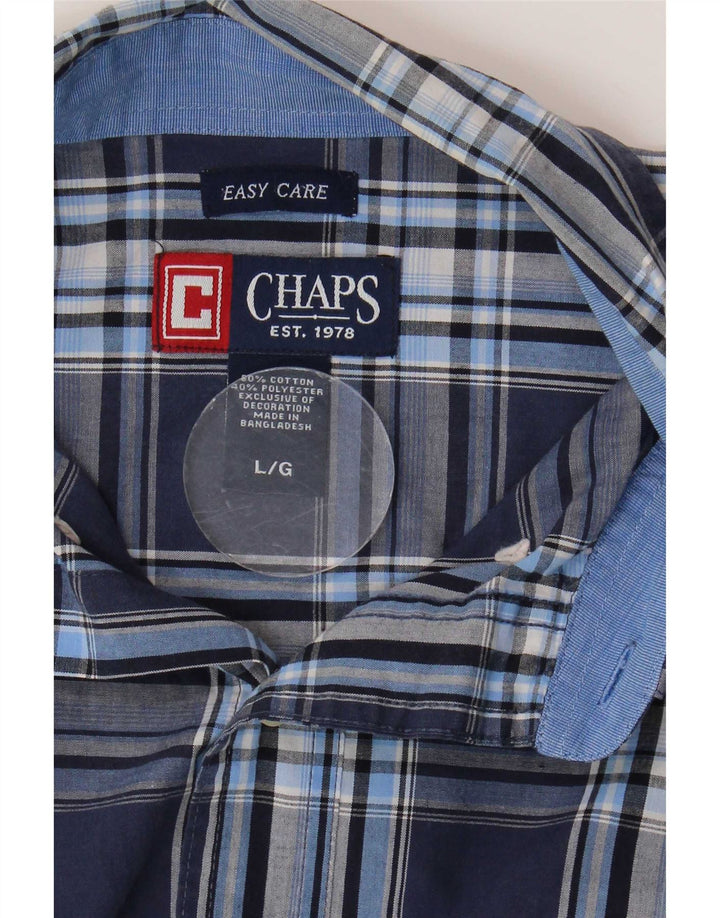 Chaps Herren-Hemd, pflegeleicht, kurzärmelig, groß, marineblau, kariert, Baumwolle