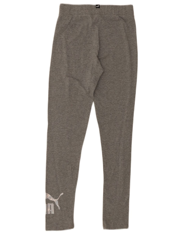 Puma Mädchen-Grafik-Leggings, 15–16 Jahre, graue Baumwolle