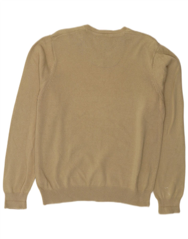 Marks & Spencer Herren Blue Harbour V-Ausschnitt-Pullover aus mittelbeiger Baumwolle