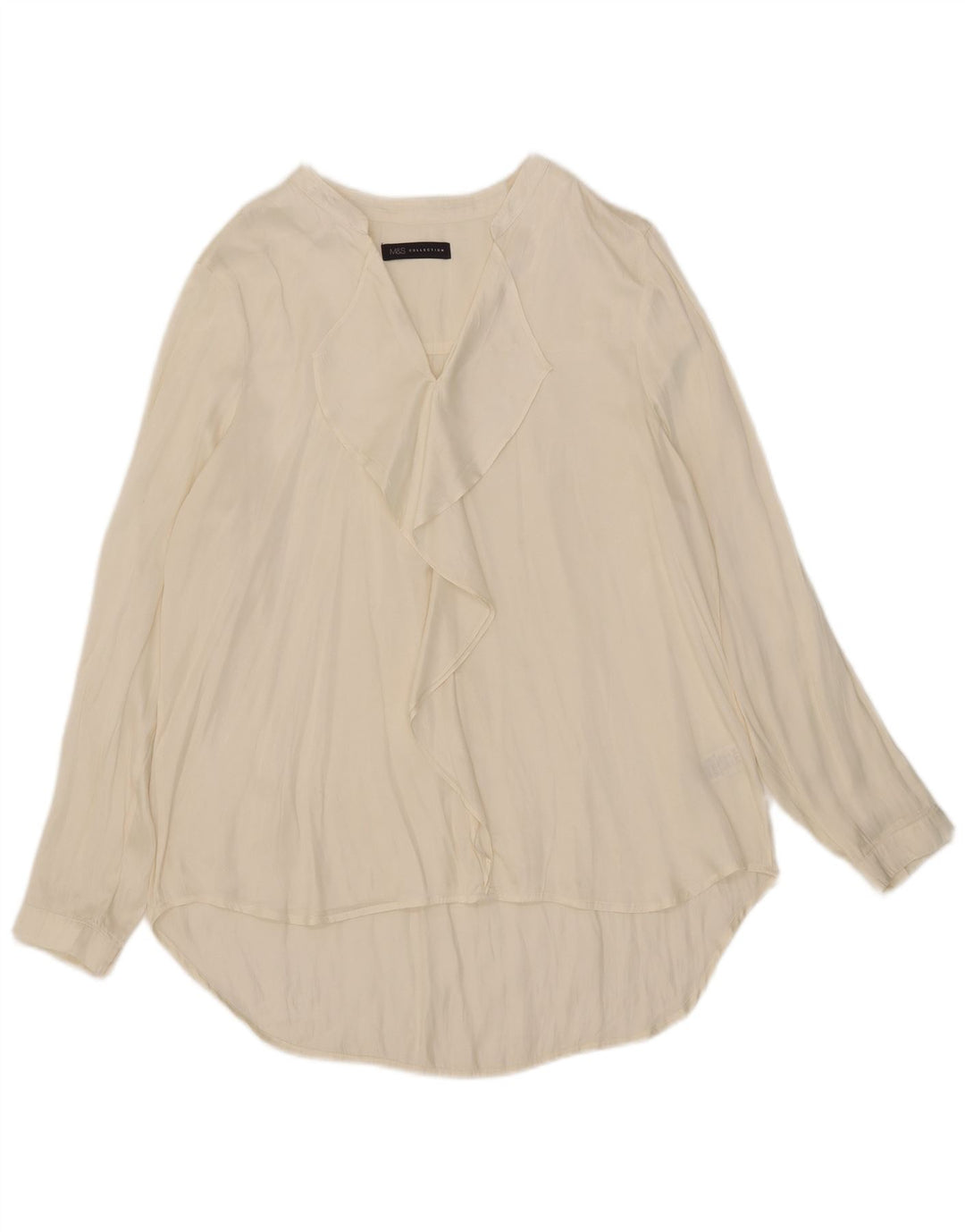 Marks & Spencer Damen-Langarmblusenoberteil mit Rüschen vorne, UK 18, XL, Beige