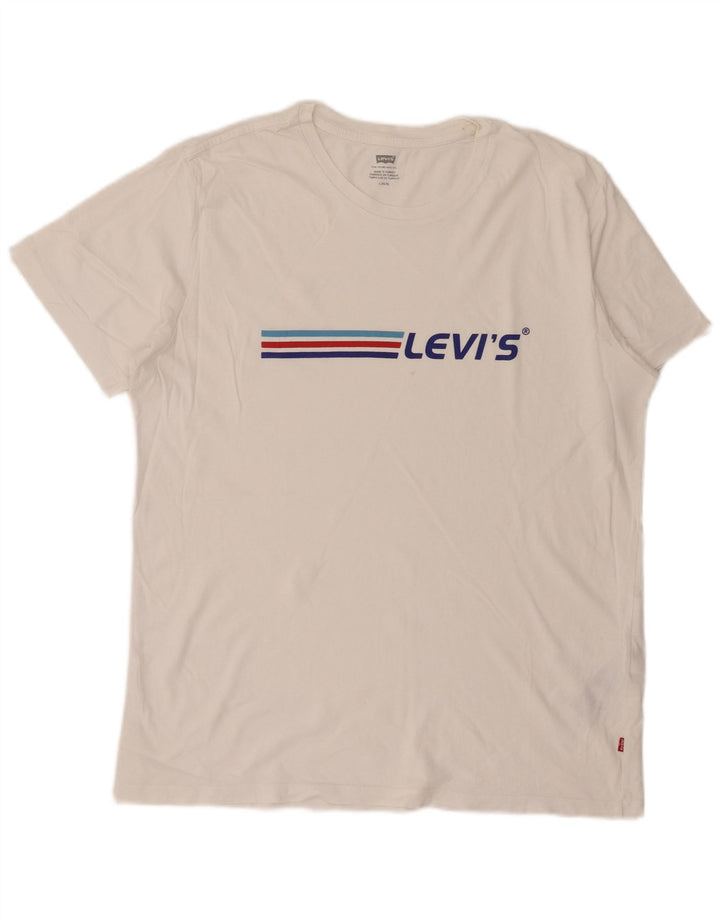 Levi's Herren-T-Shirt mit Grafik, groß, weiß gestreift, Baumwolle