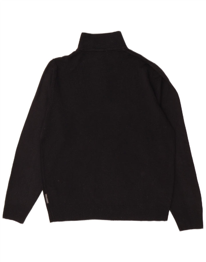 French Connection Herren-Pullover mit Reißverschluss am Hals, groß, aus schwarzem Acryl