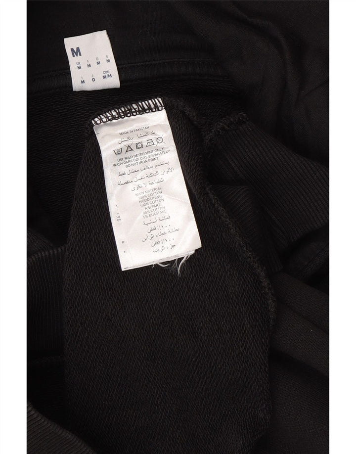 REEBOK Mens Graphic Hoodie Jumper Medium Black Cotton Vintage Reebok and Second-Hand Reebok from Messina Hembry 