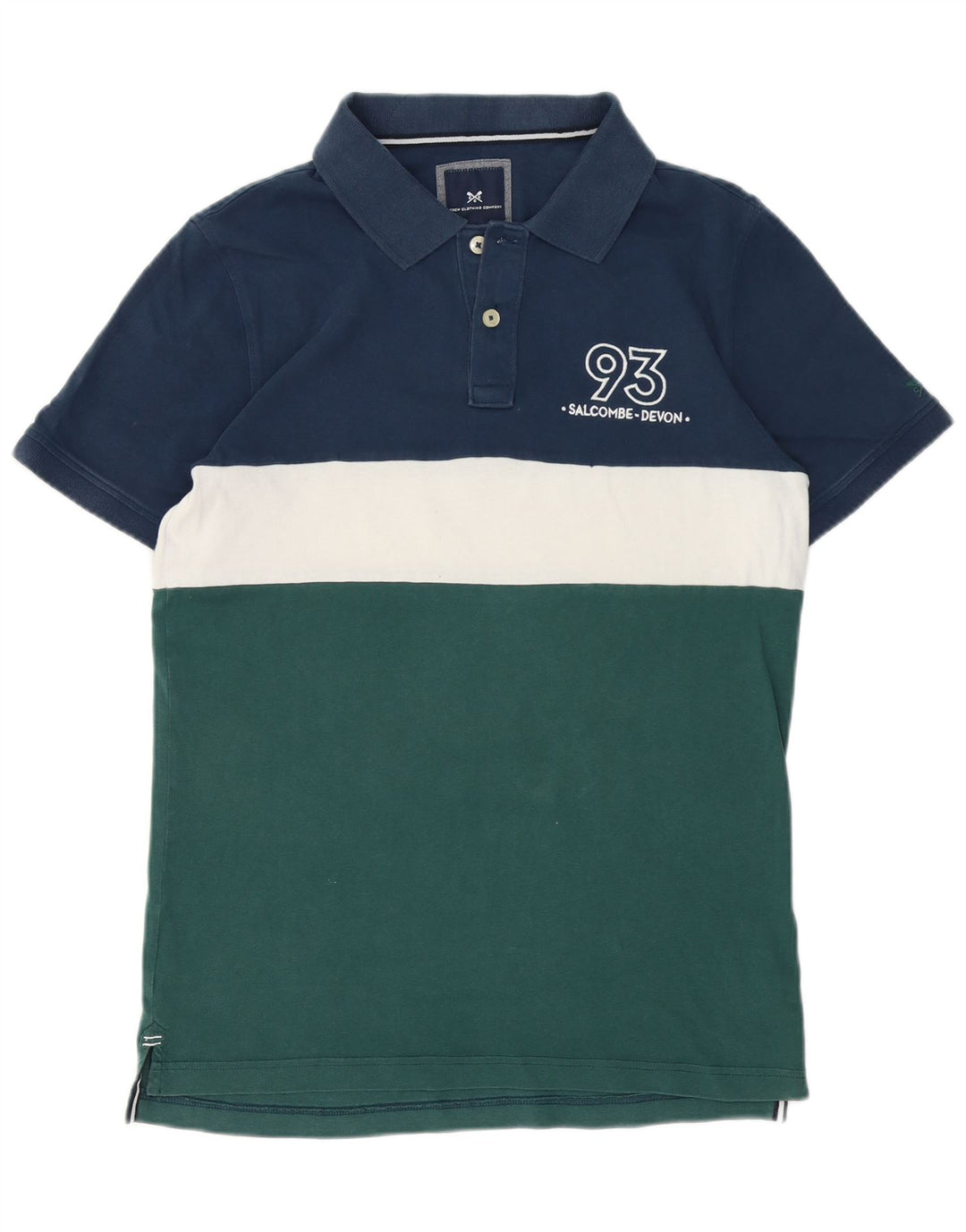 Crew Clothing Herren-Poloshirt aus mittelblauer Colourblock-Baumwolle