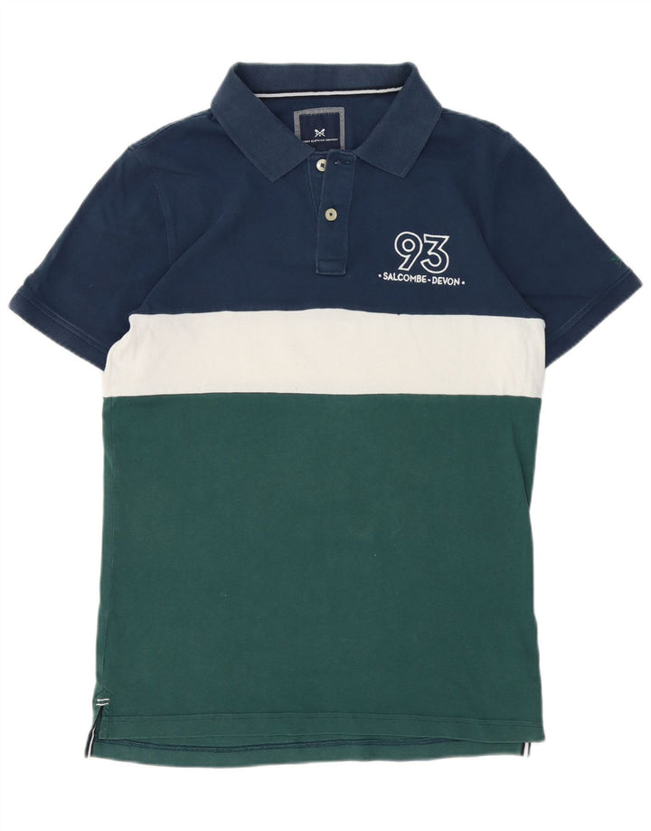 Crew Clothing Herren-Poloshirt aus mittelblauer Colourblock-Baumwolle
