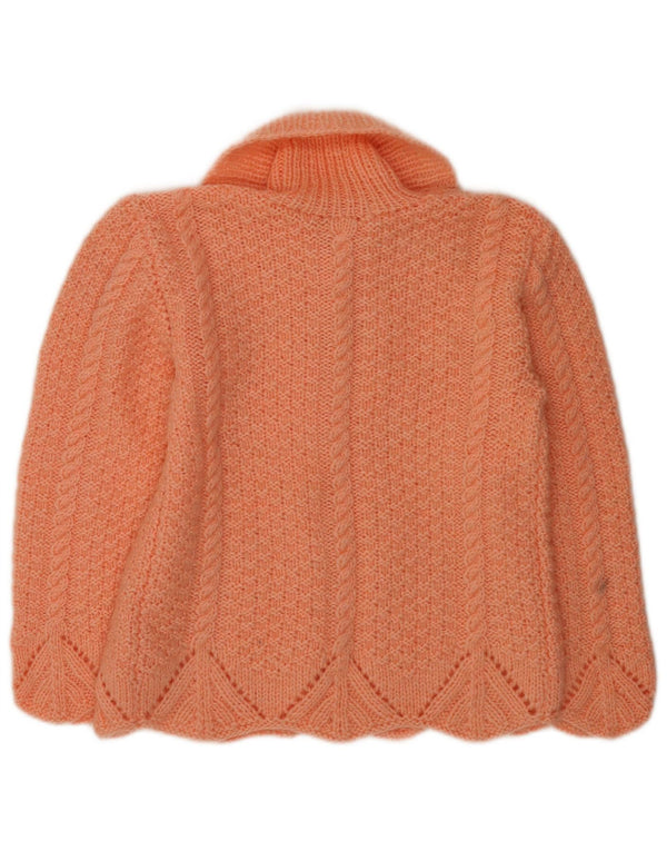 Vintage Damen Strickjacke Pullover UK 14 Medium Orange