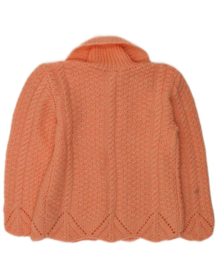 Vintage Damen Strickjacke Pullover UK 14 Medium Orange