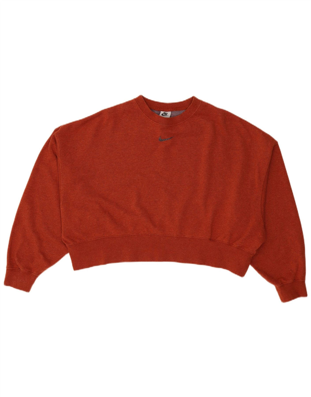Nike Womens Crop Oversized Sweatshirt Pullover UK 10 Small Orange Baumwolle