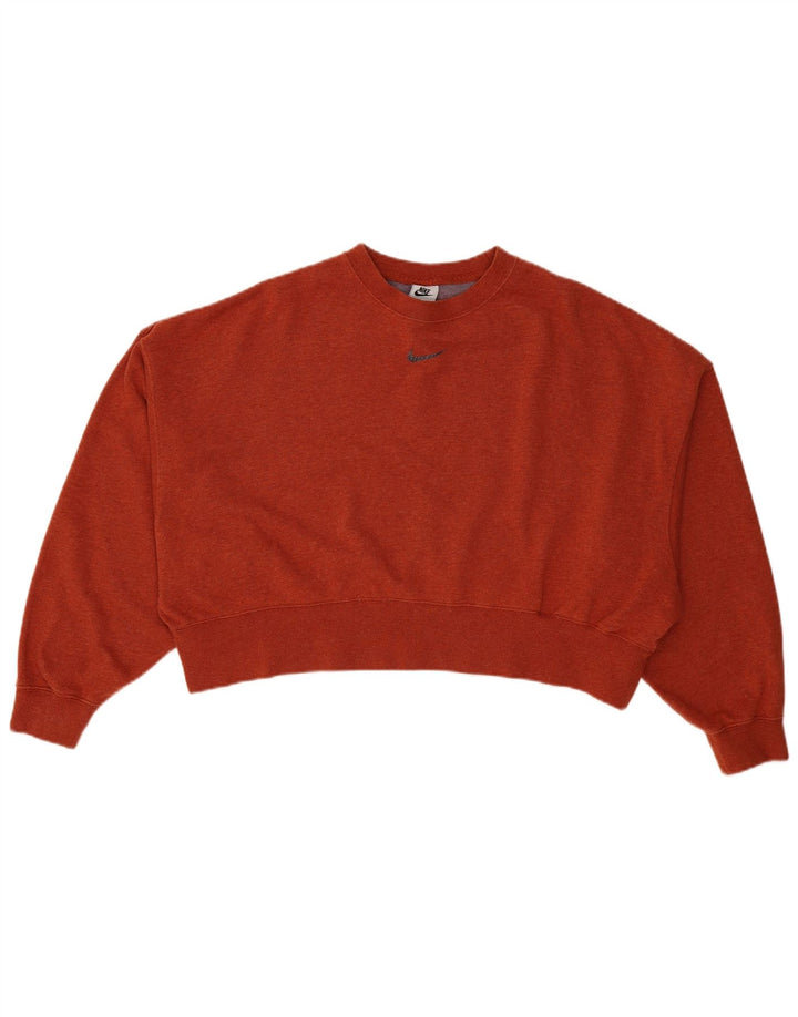Nike Womens Crop Oversized Sweatshirt Pullover UK 10 Small Orange Baumwolle