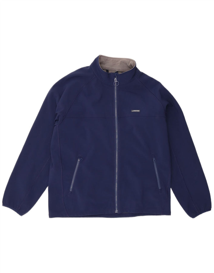 Lands End Herren-Trainingsanzug-Top-Jacke, großes marineblaues Polyester