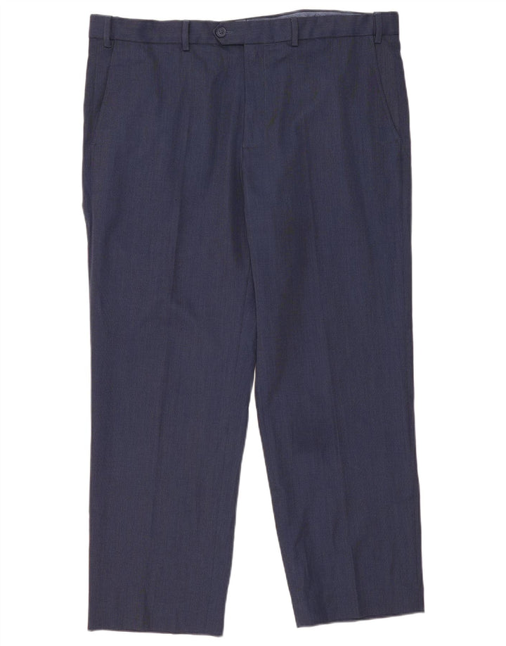 Gerade Herren-Anzughose von Marks & Spencer, W40, L29, marineblaues Polyester