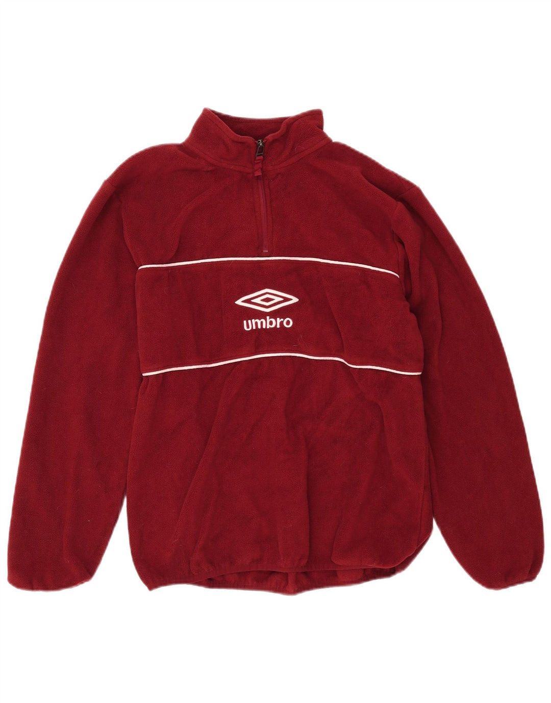 UMBRO Herren-Fleecepullover mit grafischem Reißverschluss und Kragen, mittleres Kastanienbraun, Polyester