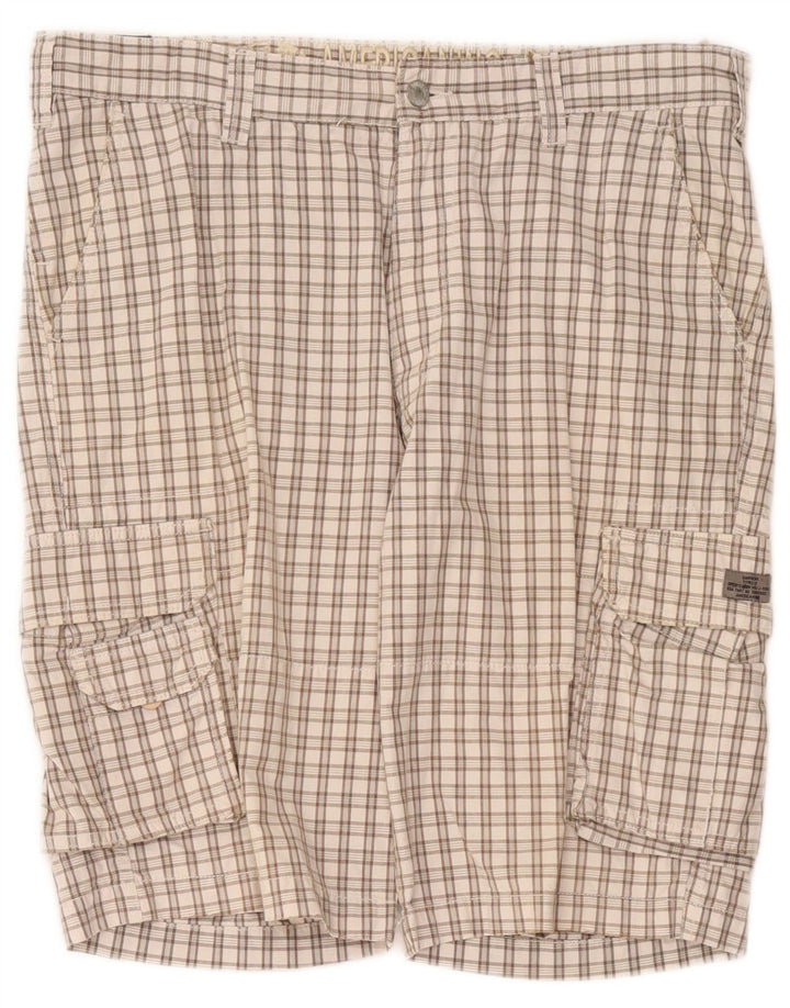 Americanino Herren Cargo-Shorts W34 Large Beige Check