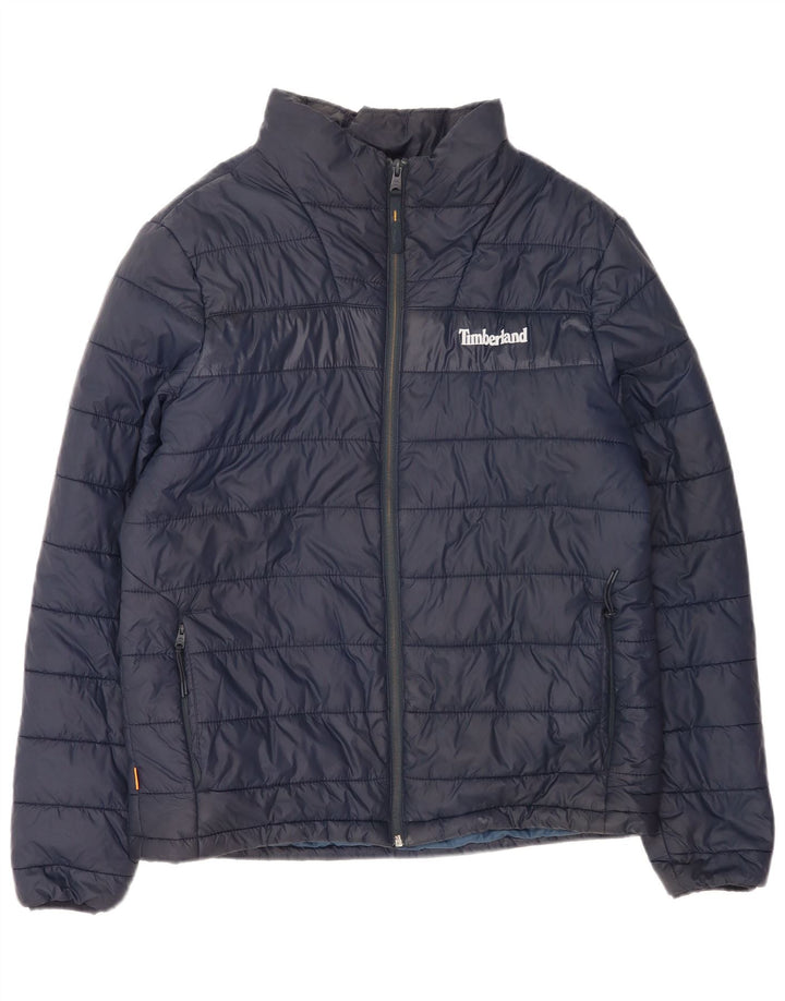 Timberland Herren gepolsterte Jacke UK 38 Medium Marineblau Nylon