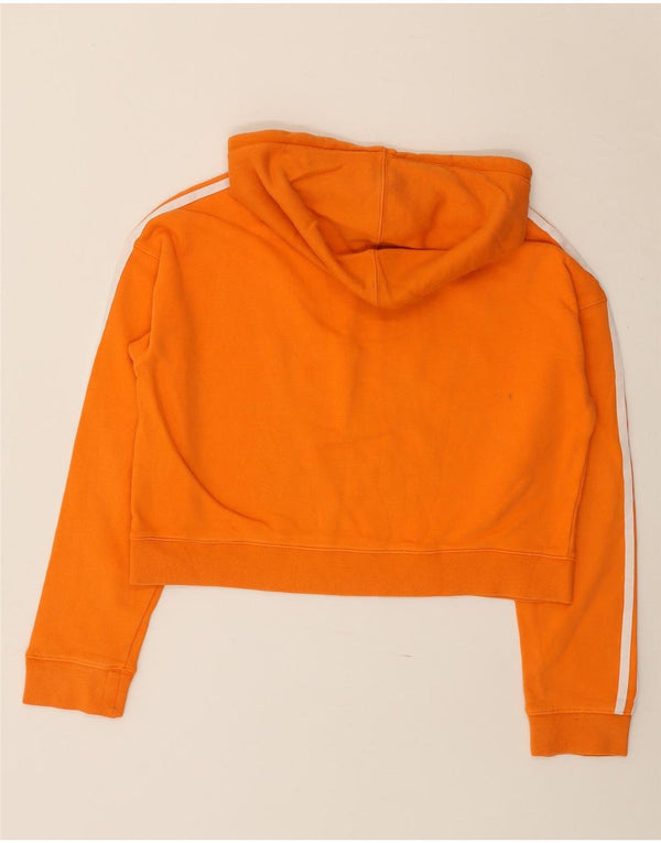 ADIDAS Damen Übergroßer Crop Hoodie Pullover UK 8 Small Orange Baumwolle
