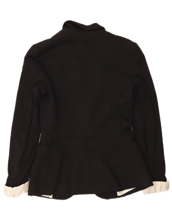 Zara Damen 1-Knopf-Blazerjacke UK 6 XS Schwarze Viskose