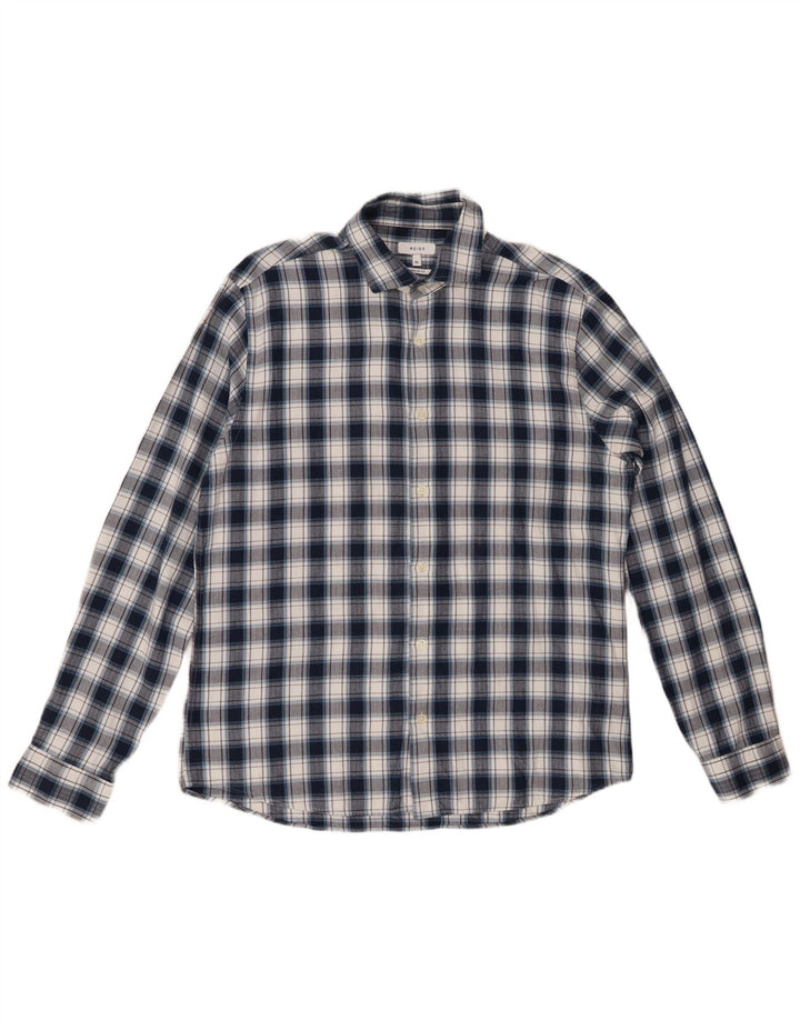 REISS Herren-Flanellhemd mit normaler Passform, XL, marineblau, kariert, Baumwolle