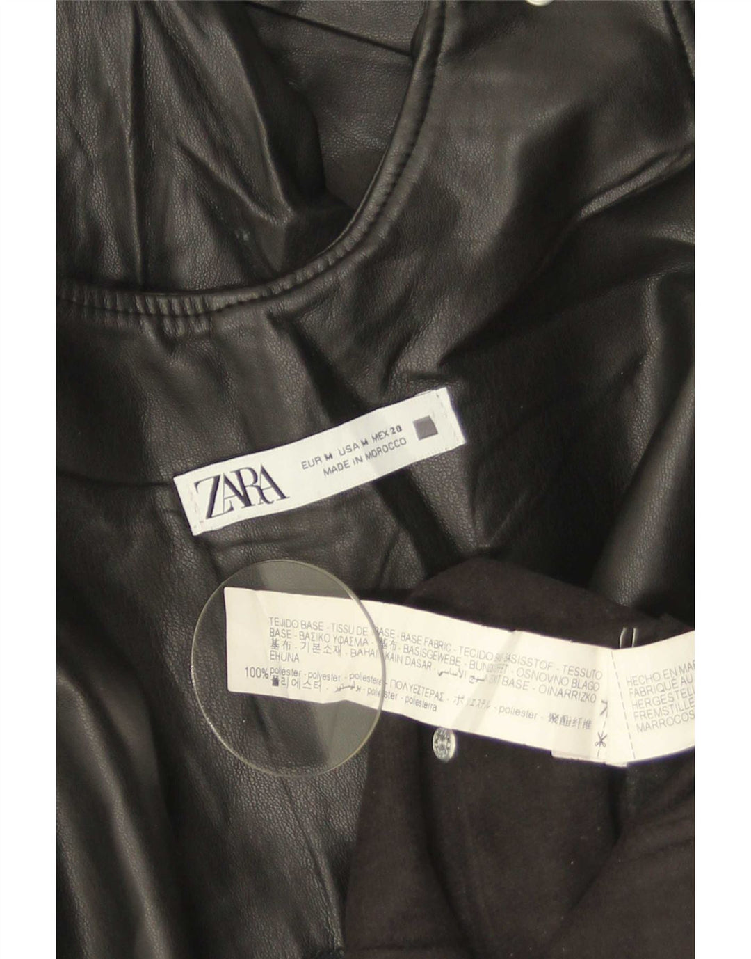 Zara Damen-Overall aus Kunstleder, ärmellos, Größe 44, mittelschwarz, Polyester