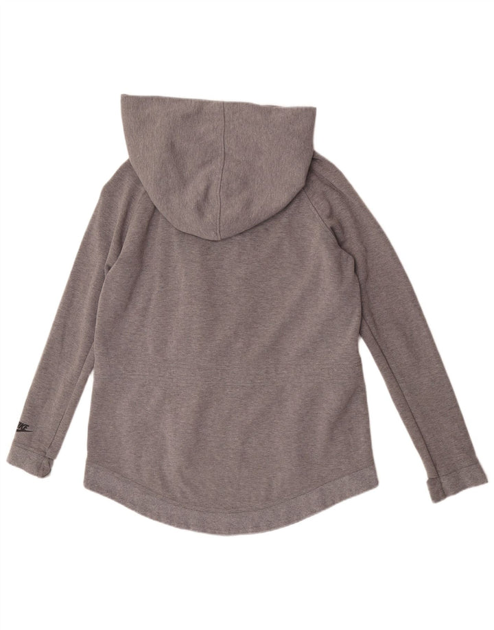 Nike Damen Zip Hoodie Pullover UK 14 Mittelgraue Baumwolle