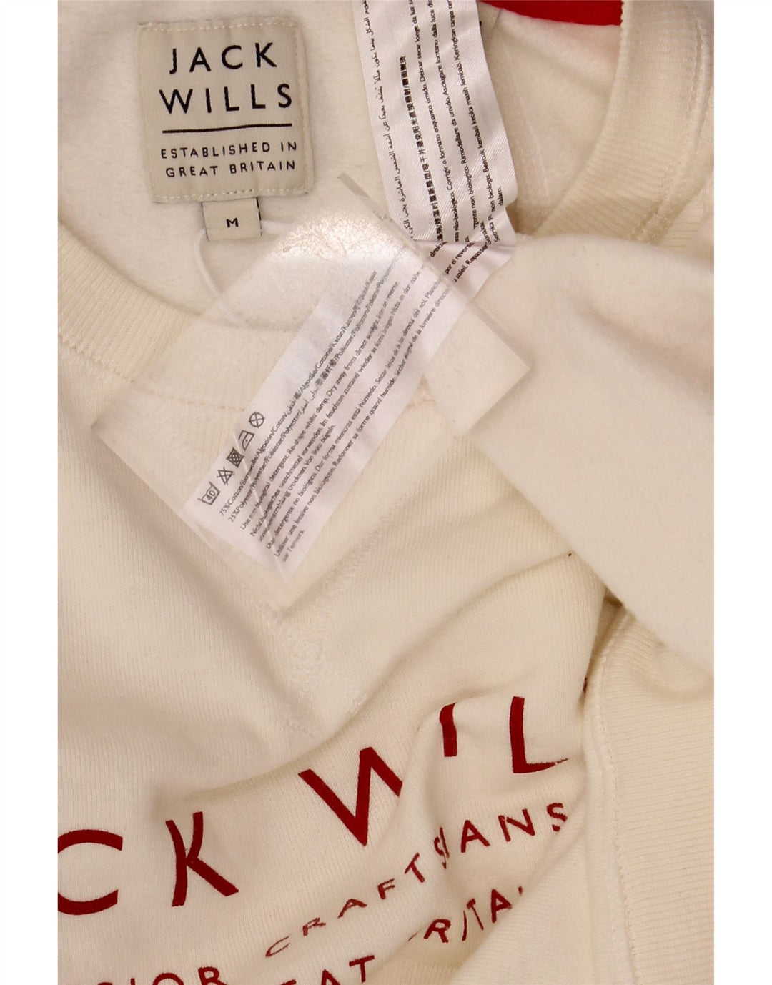 Jack Wills Herren-Sweatshirt mit Grafik, mittelgroß, cremefarbene Baumwolle