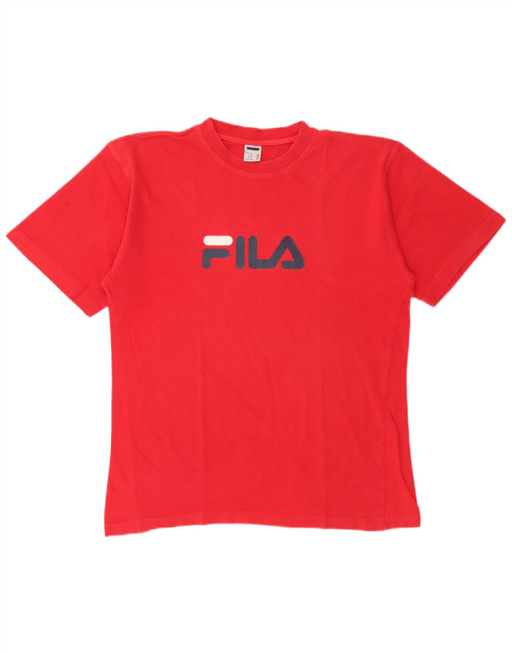 Fila Herren Grafik T-Shirt Top IT 50 Mittelrote Baumwolle