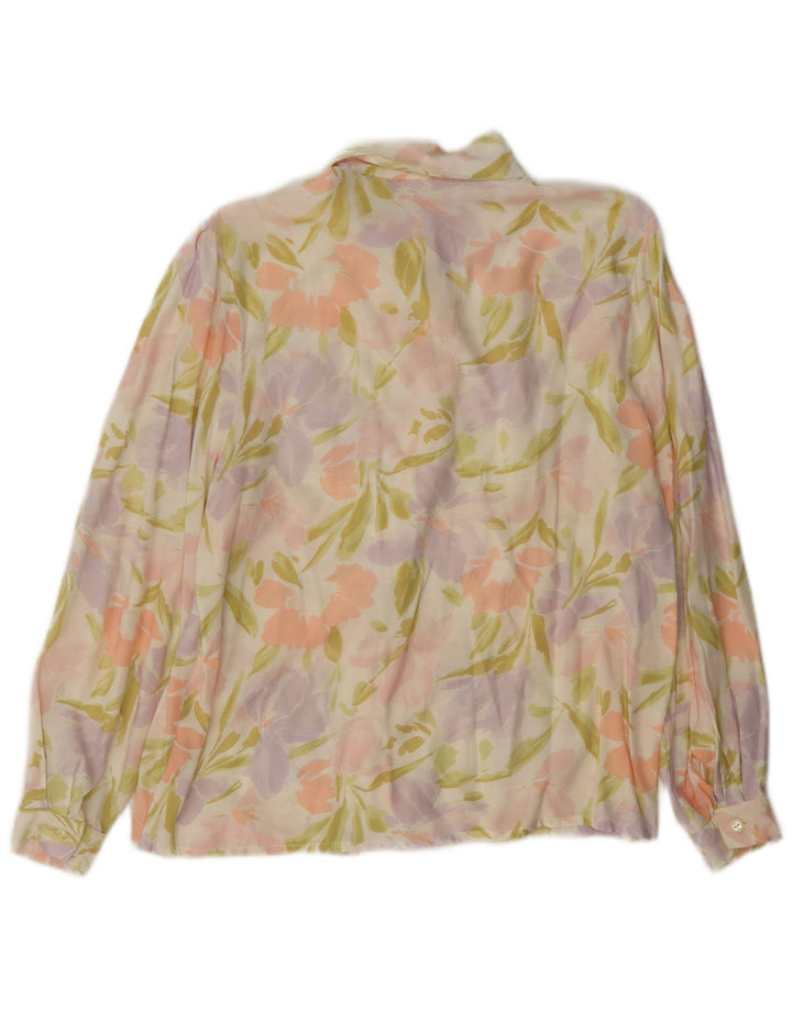 Vintage Damen Hemdbluse EU 42 Große bunte Viskose mit Blumenmuster