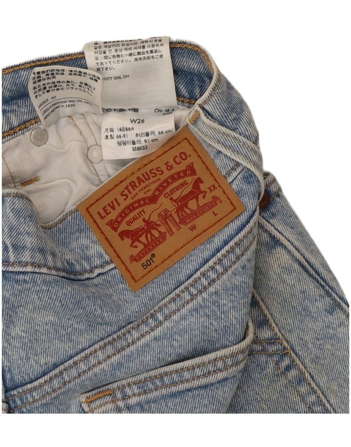 LEVI'S Womens 501 Distressed Denim Shorts W26 Small Blue Cotton