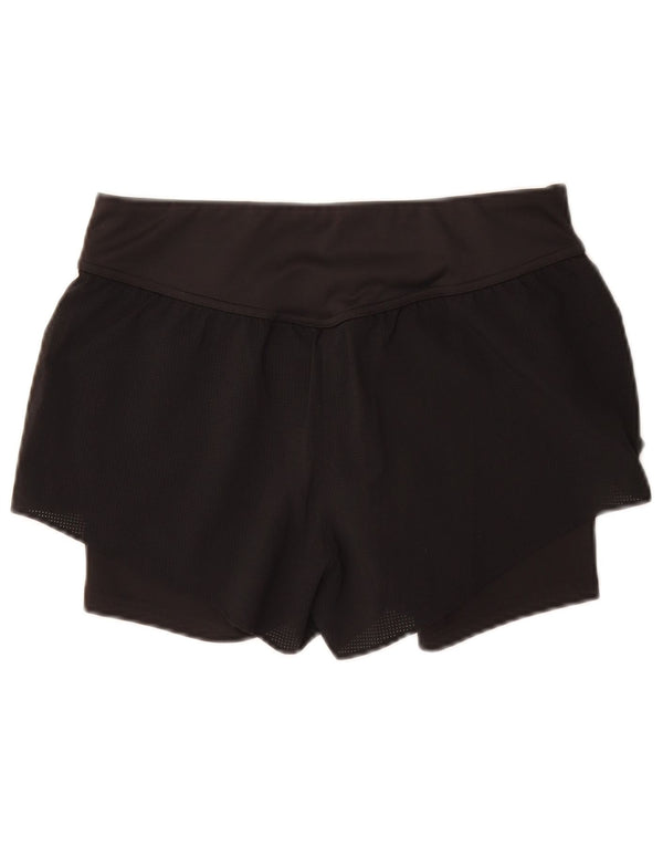 Reebok Womens Graphic Sport Shorts UK 12/14 Medium Schwarz Polyester