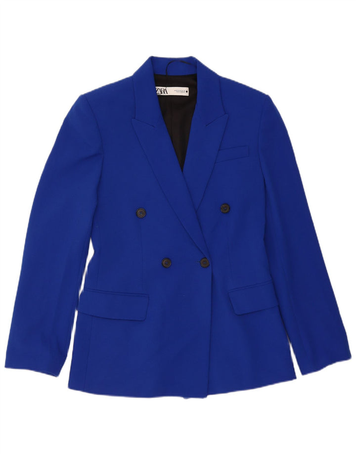 Zara Damen-Blazer mit lockerer Passform, zweireihig, Gr. 6, XS, Blau, Polyester