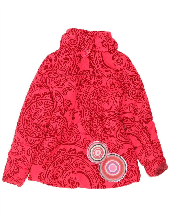 Desigual Wattierte Jacke für Mädchen, 13–14 Jahre, rotes Paisleymuster