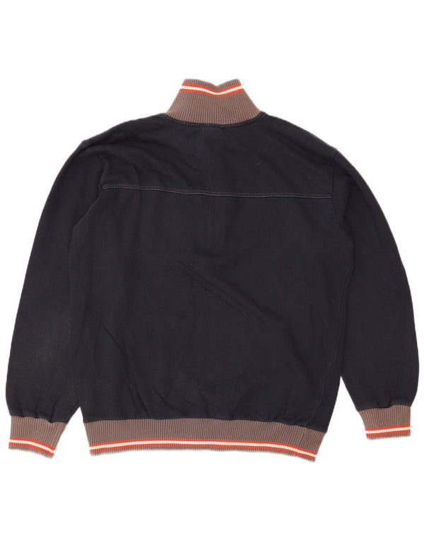 CHAMPION Herren-Sweatshirt mit Reißverschluss am Hals, groß, Marineblau, Farbblock