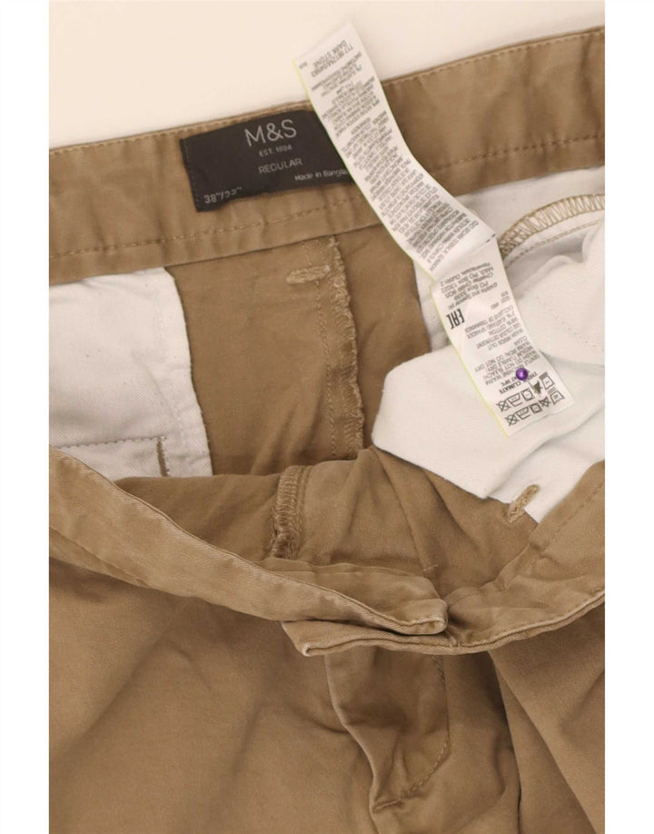 Marks & Spencer Herren-Chinohose mit normaler Passform, W38 L33, beige Baumwolle