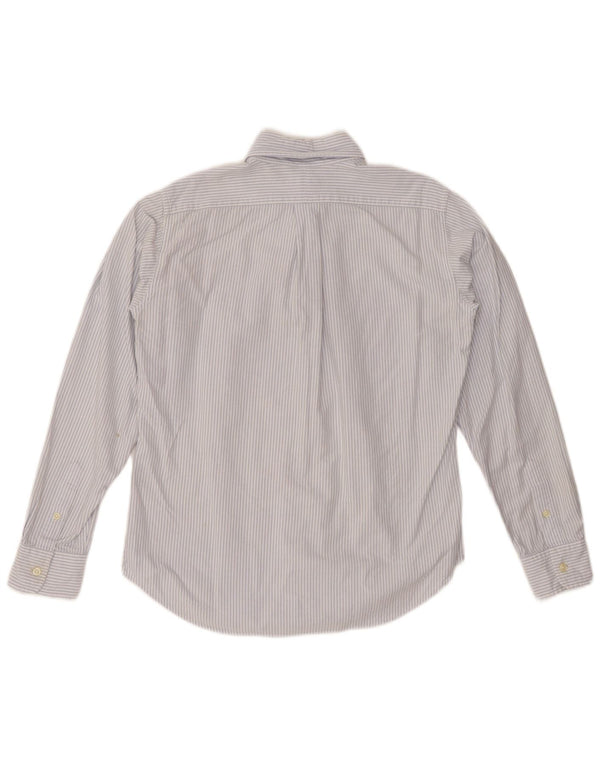 RALPH LAUREN Damen-Hemd mit klassischer Passform, US 6, mittelblaue Nadelstreifen-Baumwolle