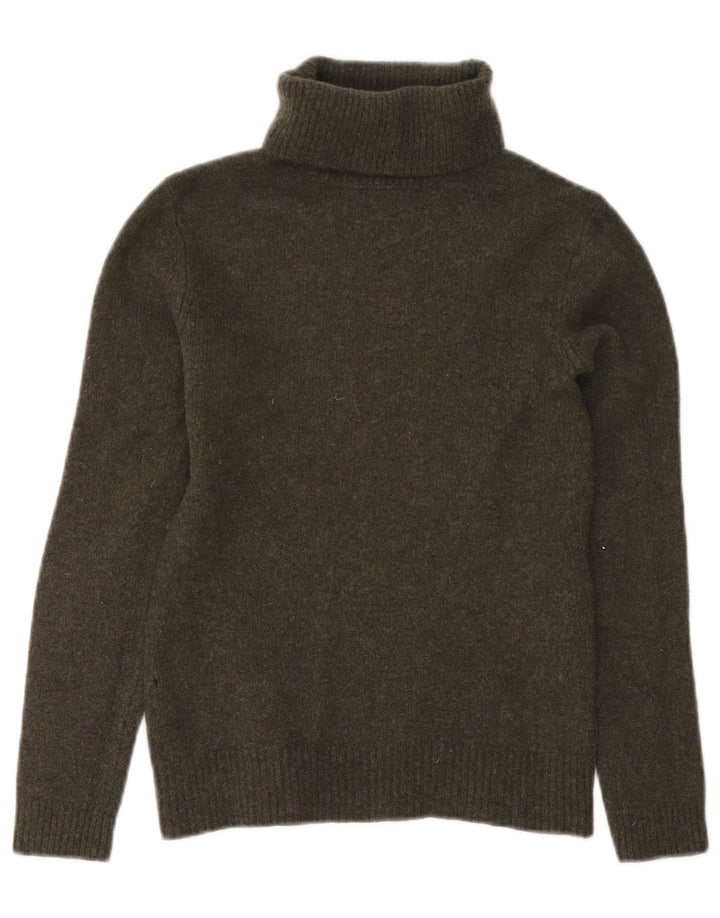 Massimo Dutti Damen-Pullover mit Rollkragen, Gr. 14, große grüne Wolle