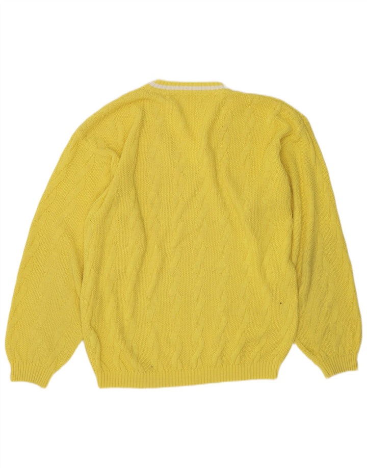 Vintage Herren Pullover mit V-Ausschnitt IT 50/52 Mittelgelbes Polyacryl