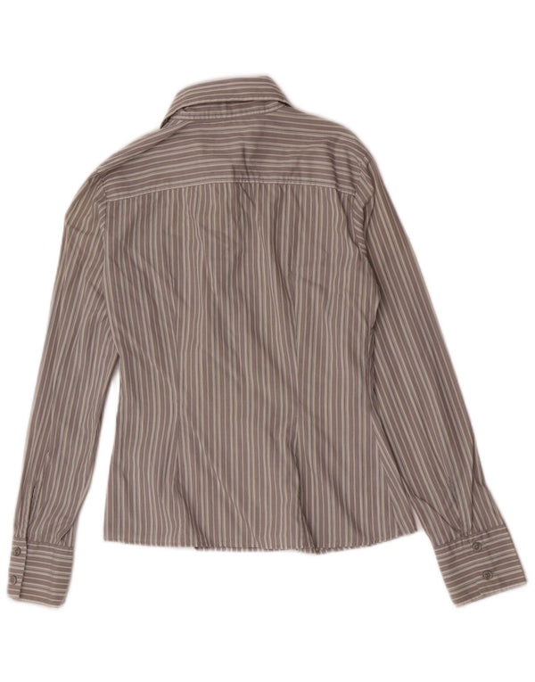 Benetton Damenhemd UK 6 XS grau gestreift aus Baumwolle