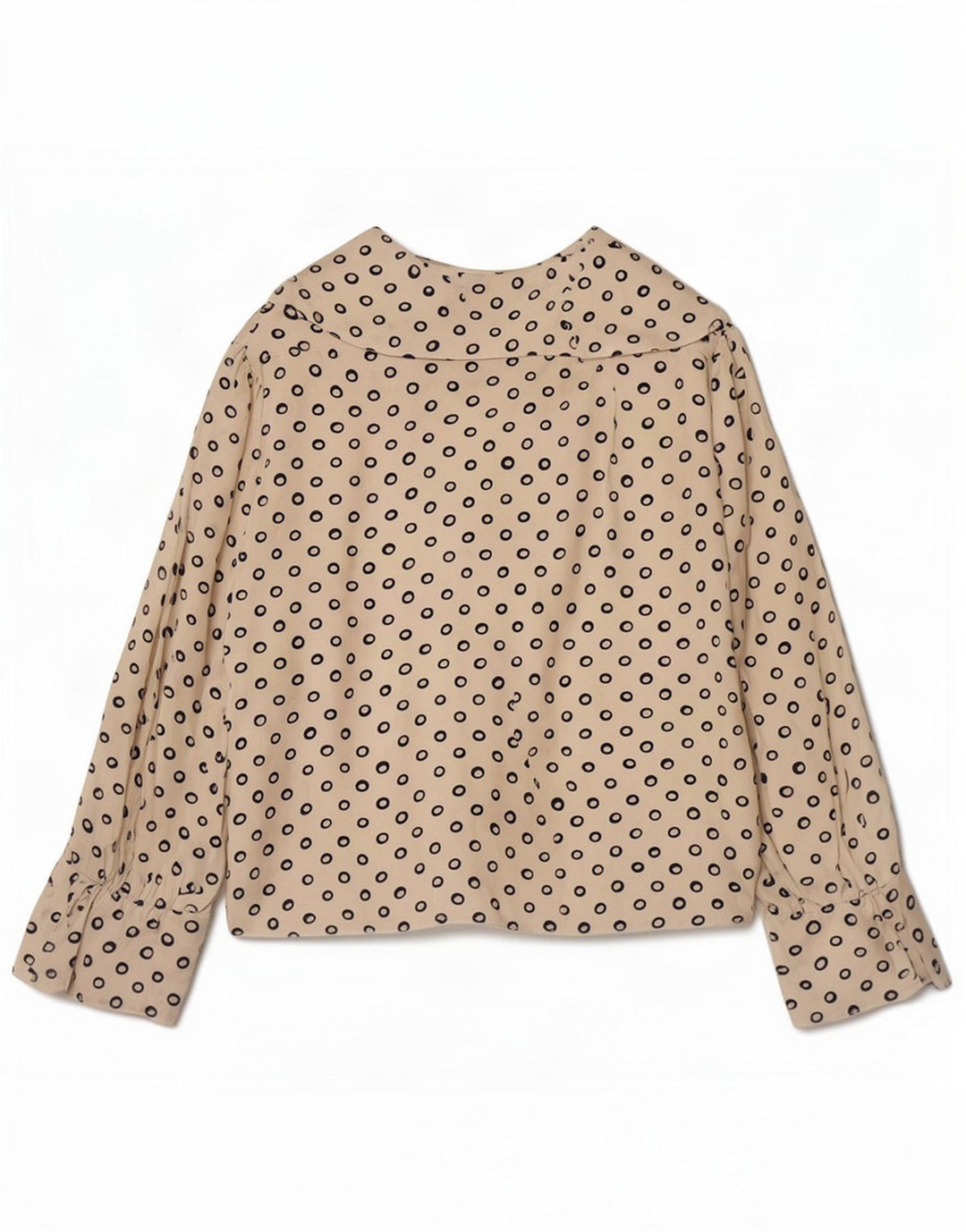 Vintage Damen Crop 3/4 Ärmel Bluse Top UK 12 Mittelbeige gefleckt
