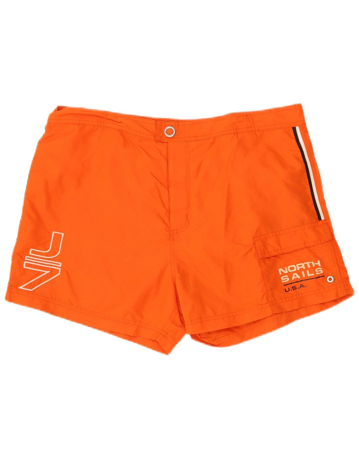 North Sails Herren Badeshorts mit Grafik, Größe L, Orange, Polyamid