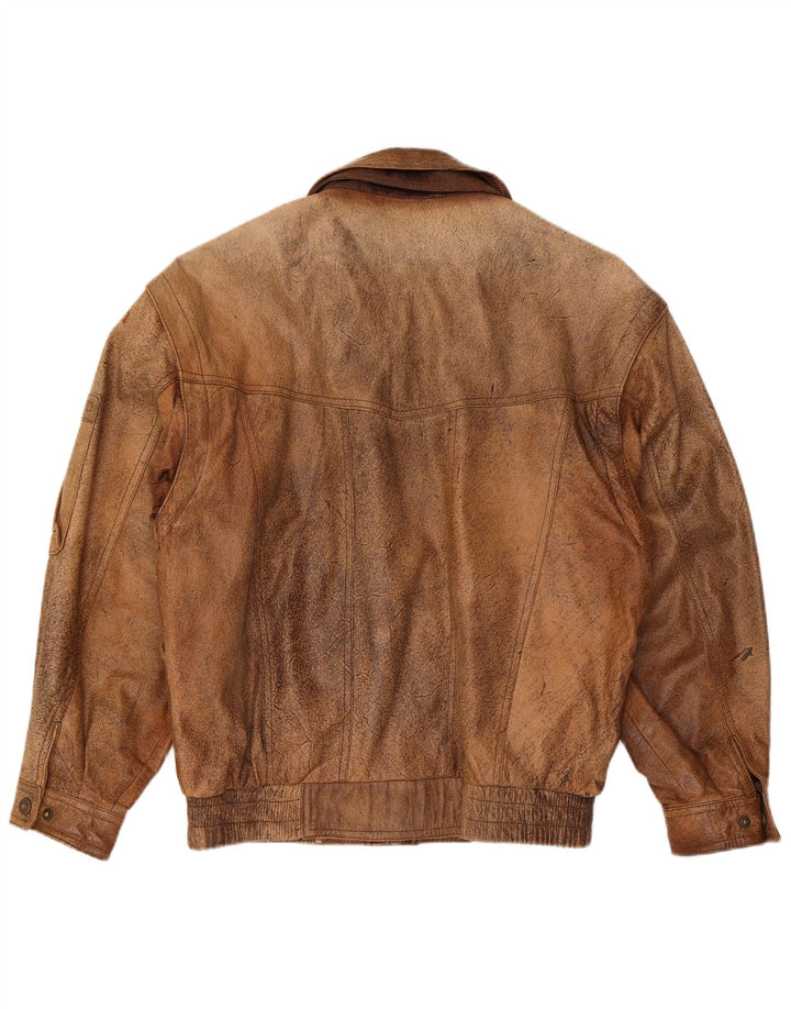 Trapper Herren Lederjacke IT 46 Small Braun