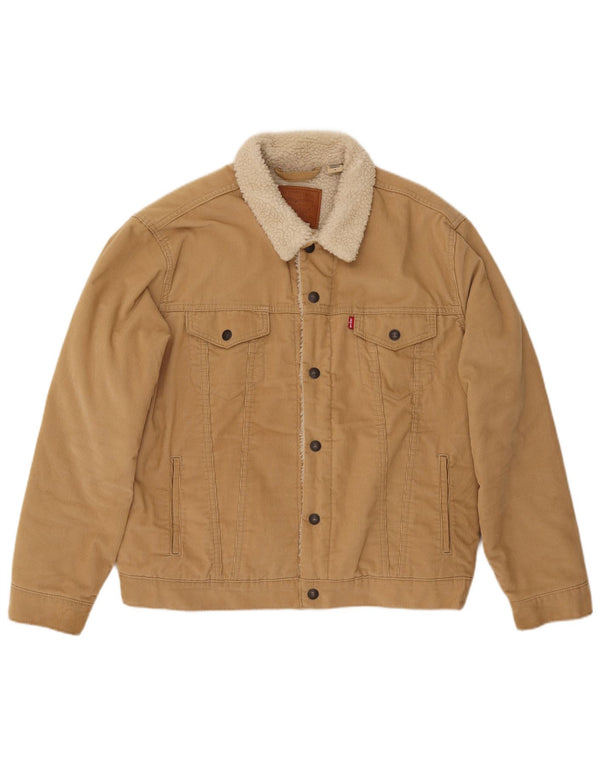 Levi's Herren Sherpa Corduroy Jacke UK 40 Large Beige Baumwolle