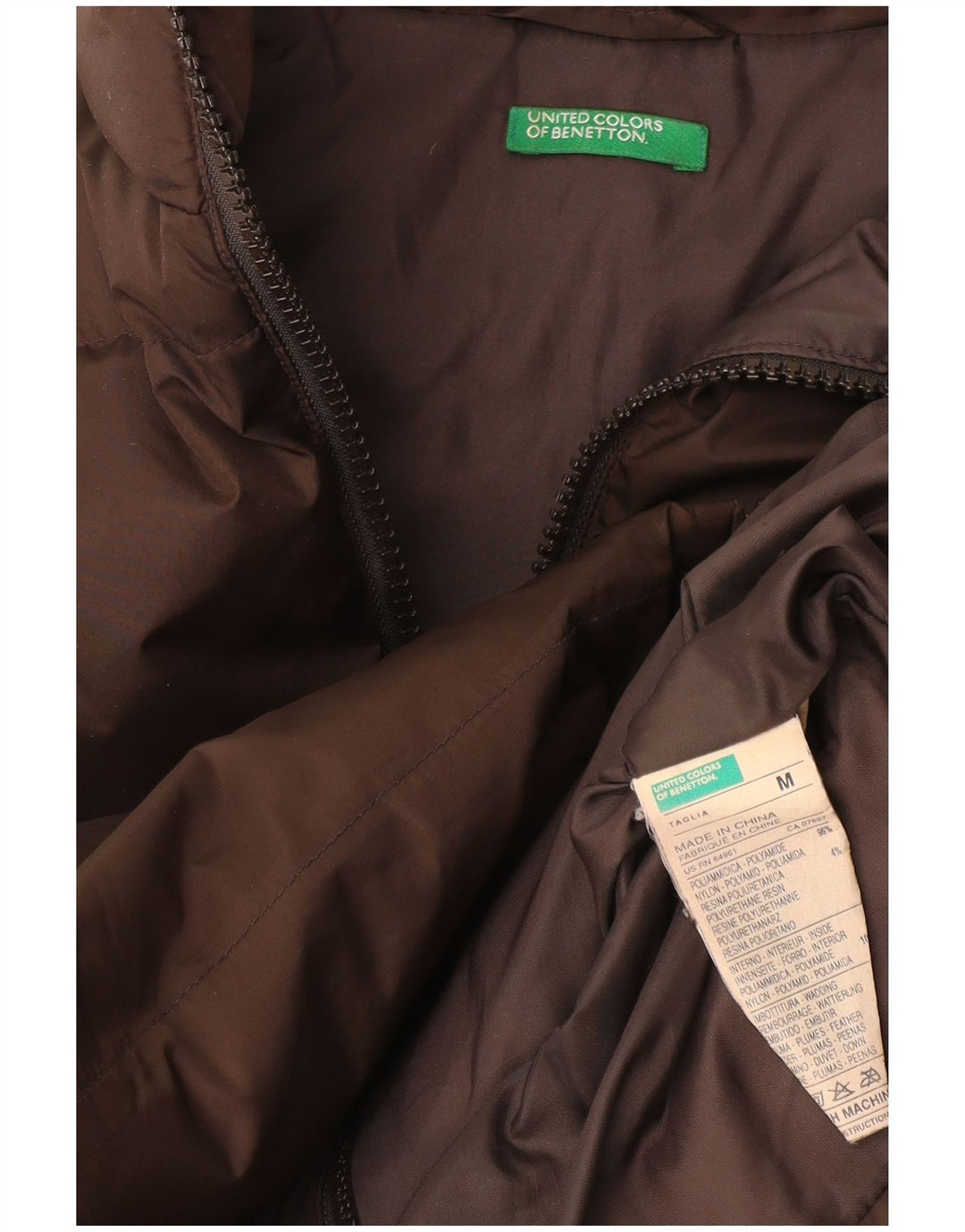 Benetton Herren Wattierte Jacke UK 38 Mittelbraunes Polyamid