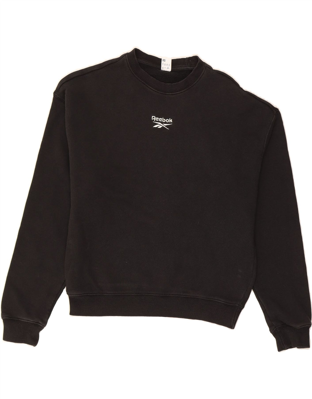 REEBOK Womens Oversized Sweatshirt Jumper UK 4/6 XS Black Cotton Vintage Reebok and Second-Hand Reebok from Messina Hembry 