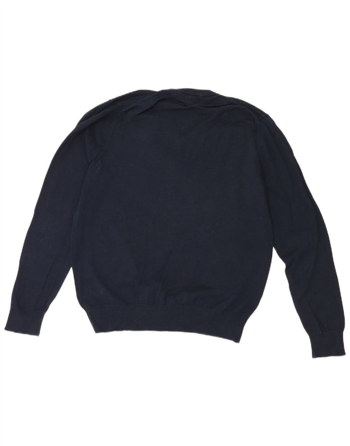 Marks & Spencer Herren-Pullover mit V-Ausschnitt, groß, marineblaue Baumwolle