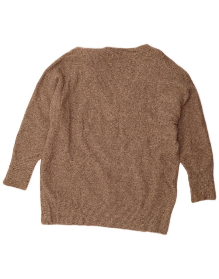 Zara Damen-Pullover, übergroß, lang geschnitten, mit V-Ausschnitt, Gr. 16, Braun