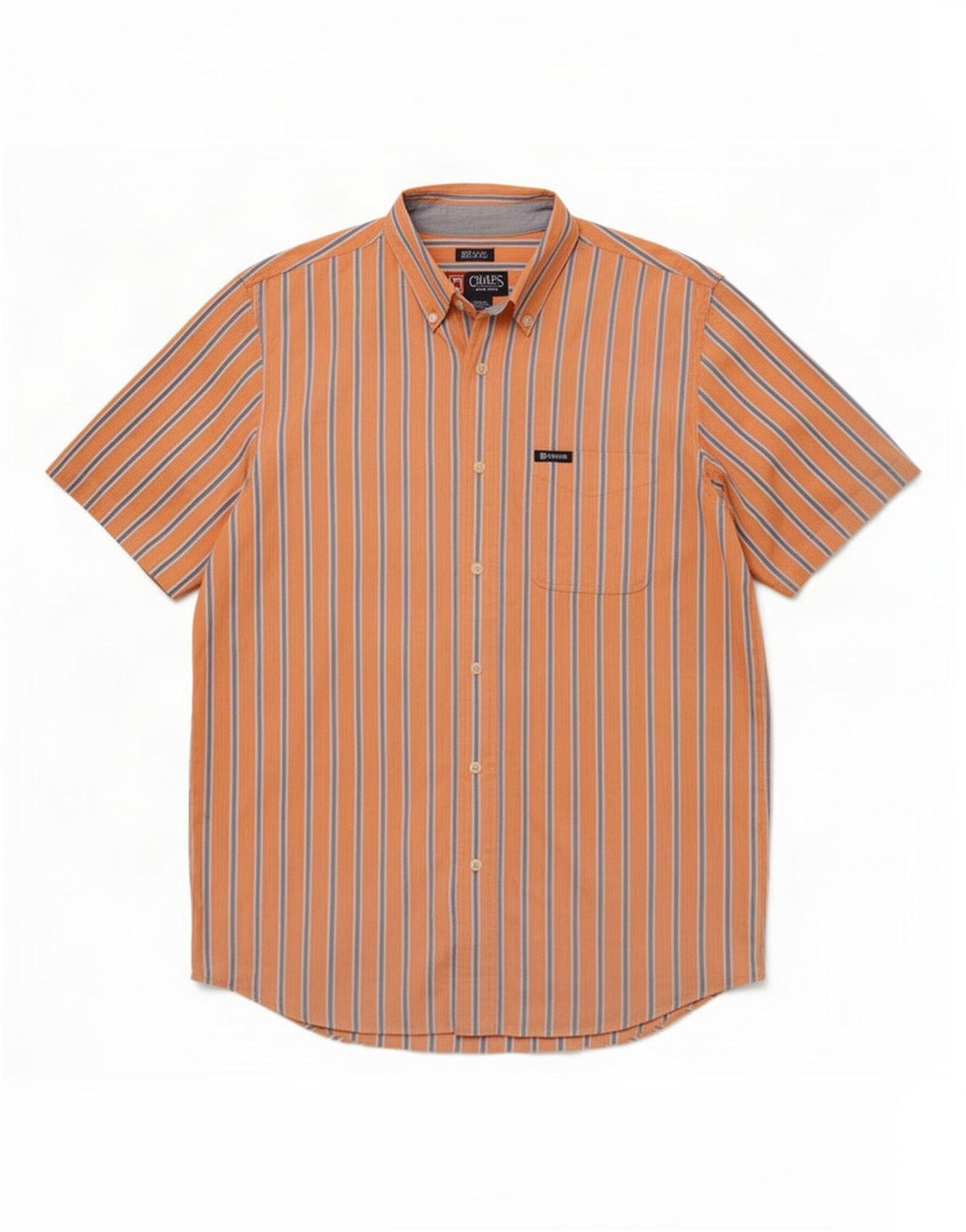 Chaps Herren-Kurzarmhemd, groß, orange gestreift, Baumwolle