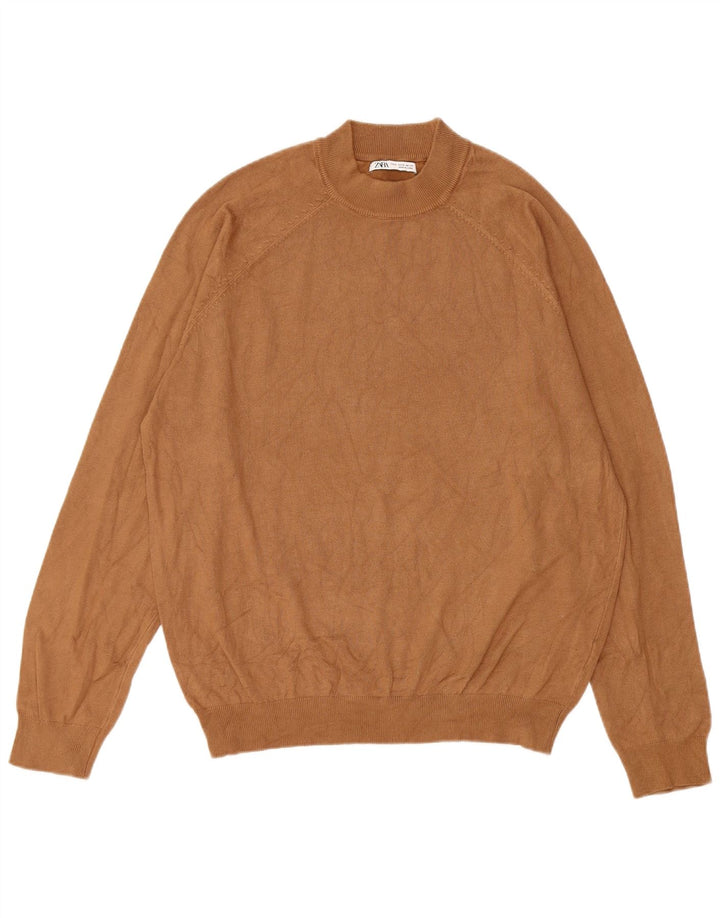 Zara Herren-Pullover mit Rundhalsausschnitt, Mittelbeige