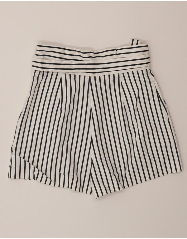 Zara Damen Chino-Shorts mit hoher Taille, XS W24, weiß gestreift, Baumwolle