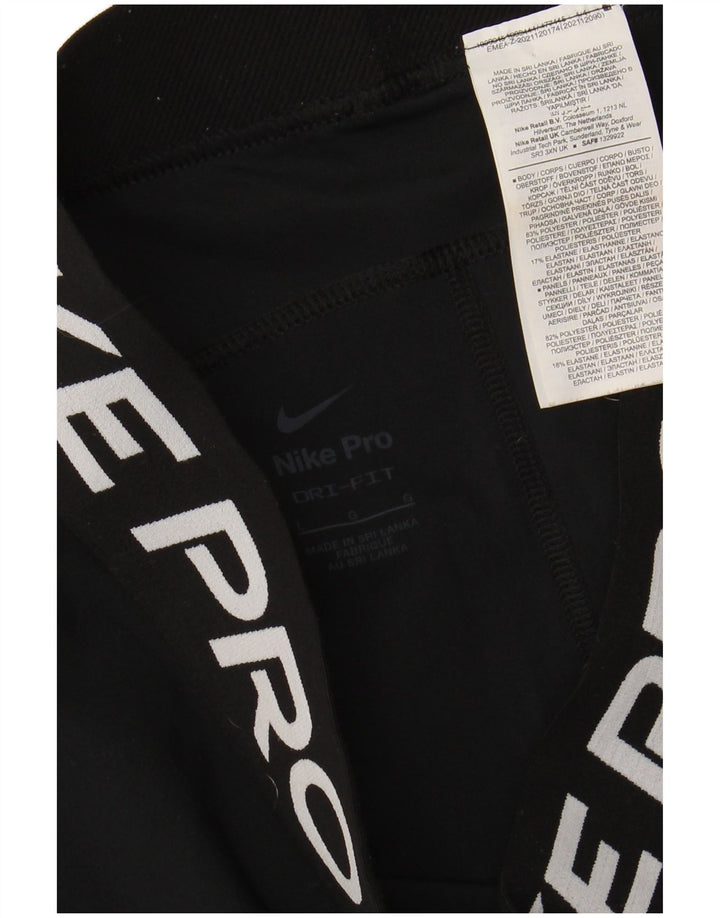 NIKE Womens Dri Fit Graphic Leggings UK 14 Large Schwarz Polyester