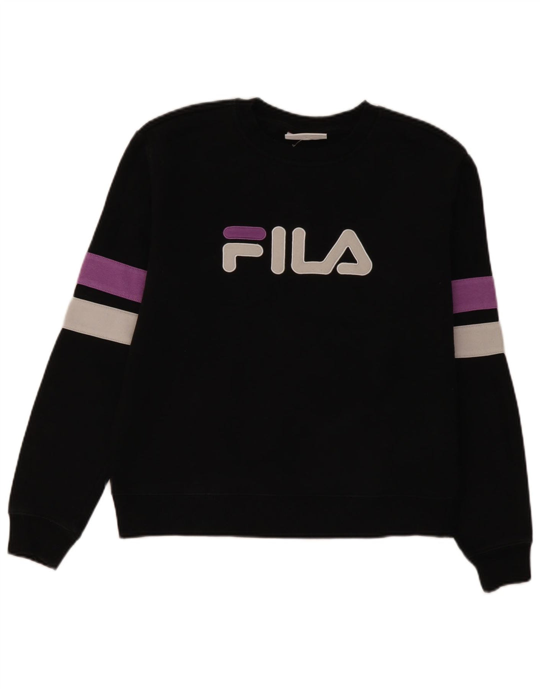 Fila Damen Grafik-Sweatshirt-Pullover UK 16 Large Schwarz Colourblock
