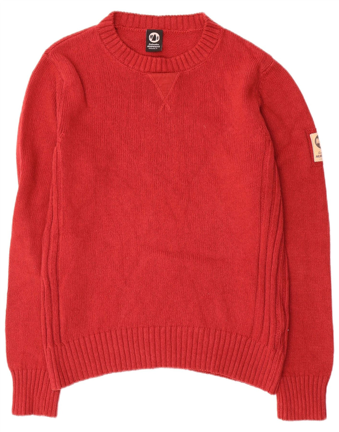 Murphy & Nye Herren-Pullover mit Rundhalsausschnitt, mittelrote Baumwolle